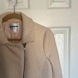 Light Pink Asymmetrical Zip Textured Coat